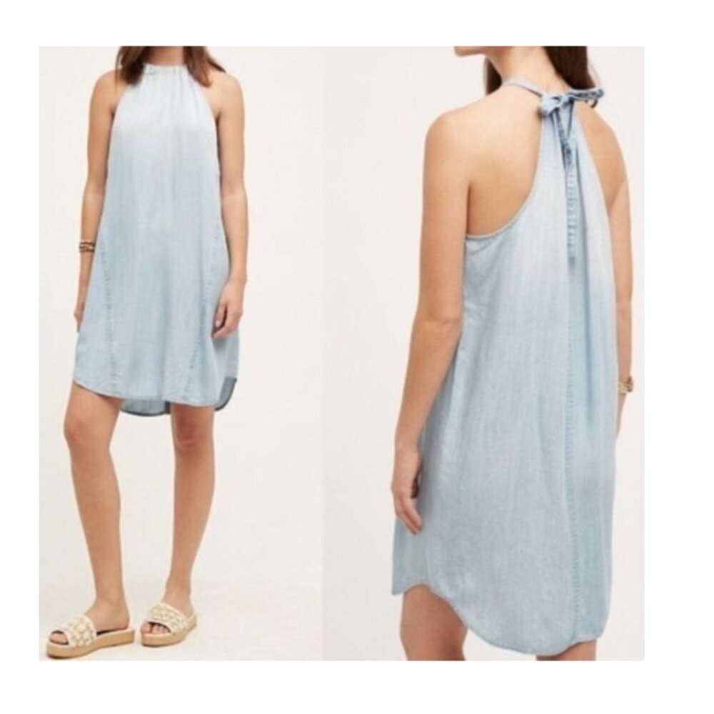 Velvet Heart Chambray Tunic Halter Mini Dress Size XS